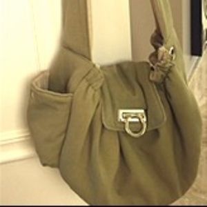 "Dogo" Olive Green Canvas Puppy Tote